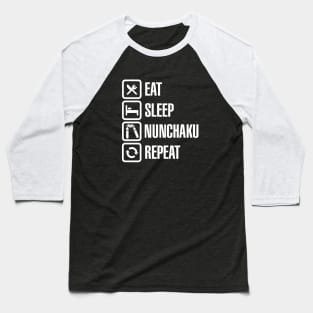 Eat Sleep Nunchaku Repeat (white) Baseball T-Shirt